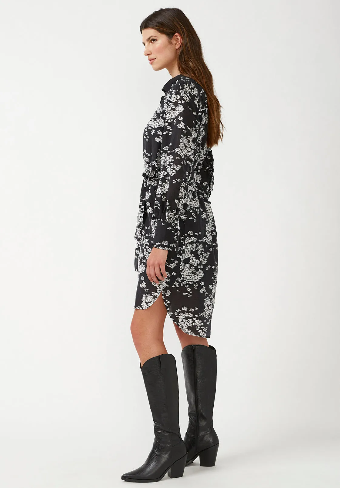 Janice Women's Shirt Dress in Black Floral Skull - WD0015F sold by Buffalo David Bitton product image thumbnail 5