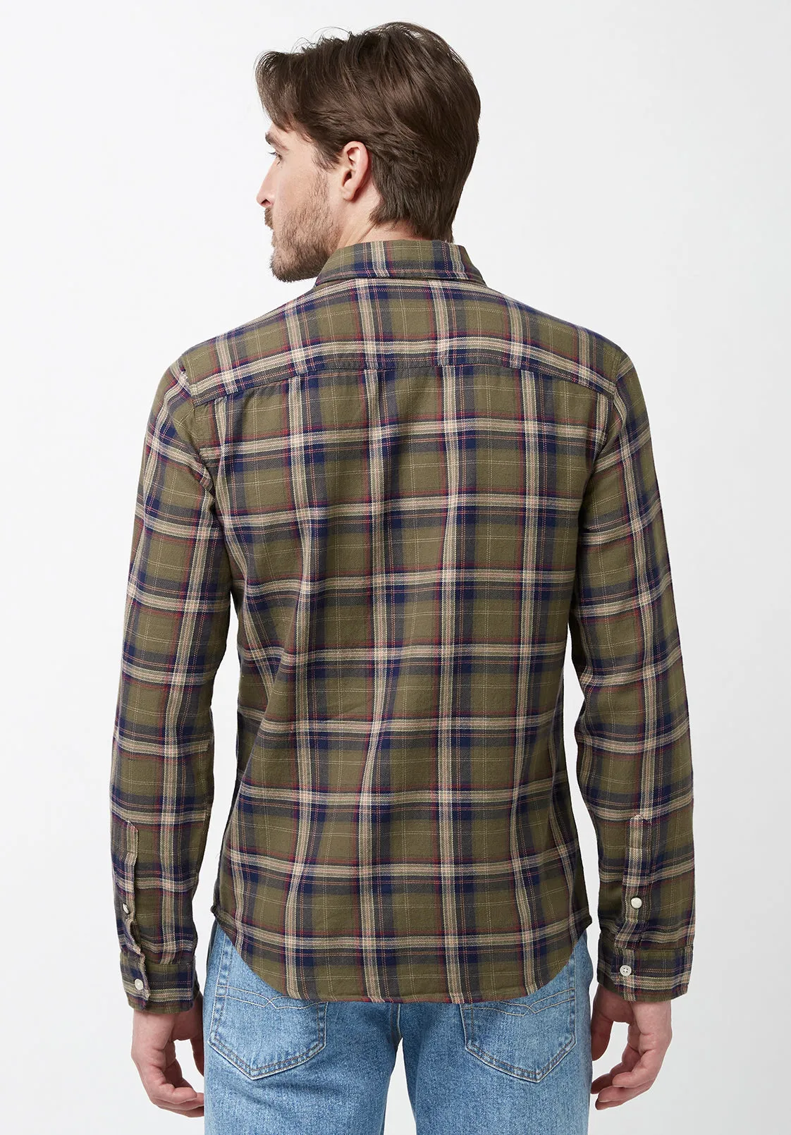 Sago Men’s Long-Sleeve Shirt in Olive Green Plaid - BM24029 sold by Buffalo David Bitton product image thumbnail 3