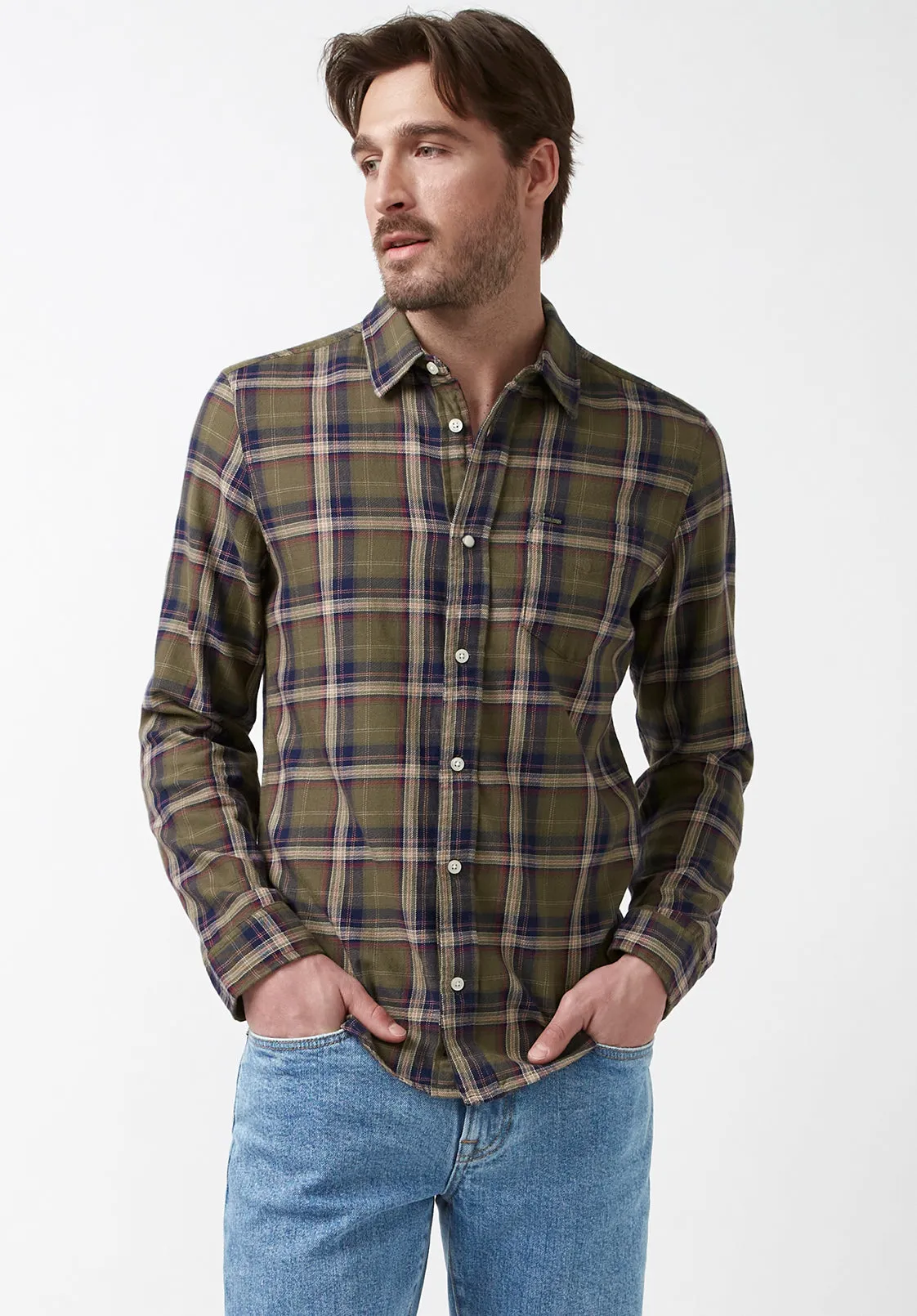 Sago Men’s Long-Sleeve Shirt in Olive Green Plaid - BM24029 sold by Buffalo David Bitton product image thumbnail 4