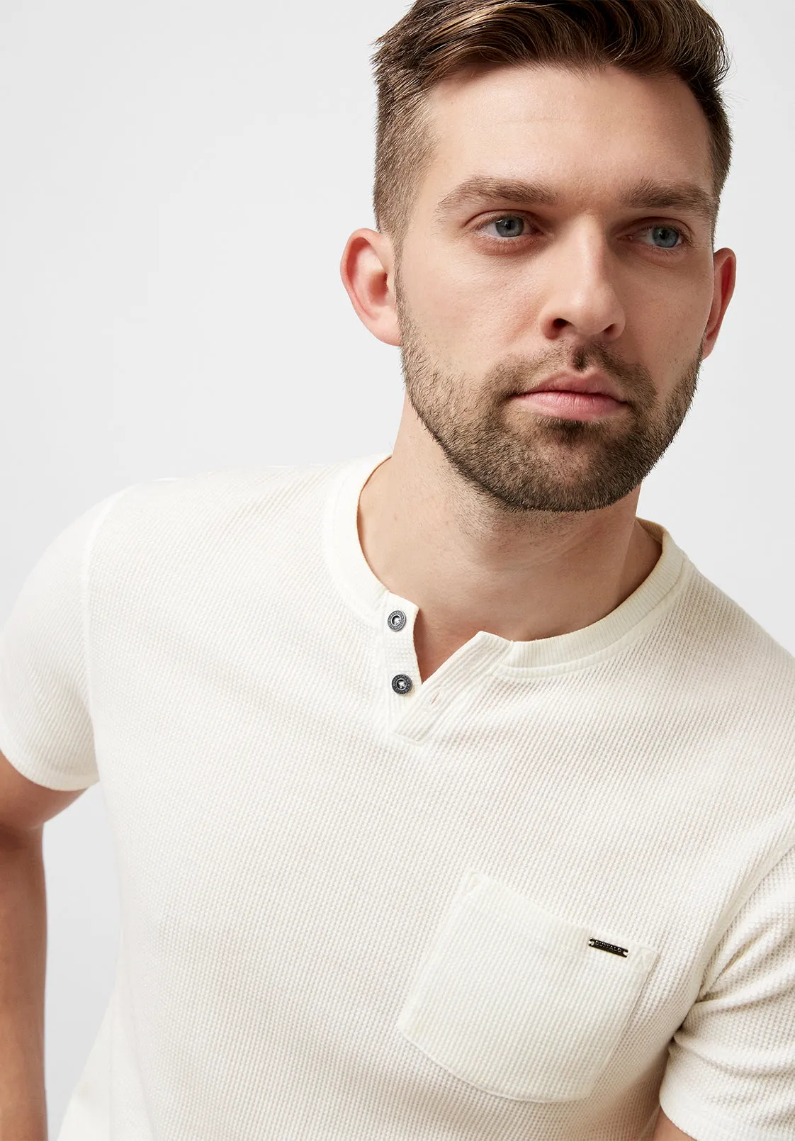 Kadya Waffle Knit White T-Shirt - BM23844 sold by Buffalo David Bitton product image thumbnail 3