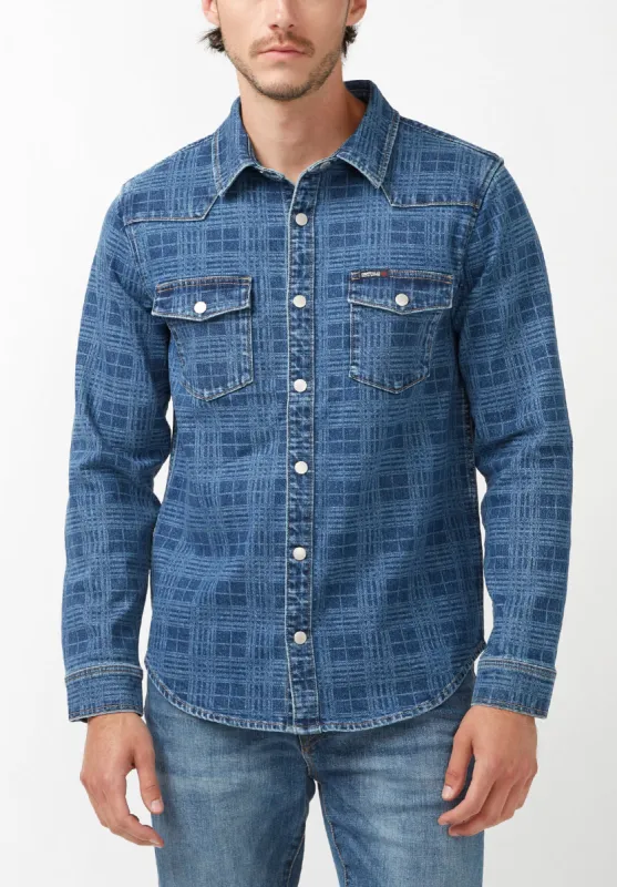 Shane Men's Long-Sleeve Denim Shirt in Indigo Plaid - BM22937 sold by Buffalo David Bitton