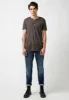 Kasum Buttoned Henley Men's T-Shirt in Dark Grey - BM21411 sold by Buffalo David Bitton