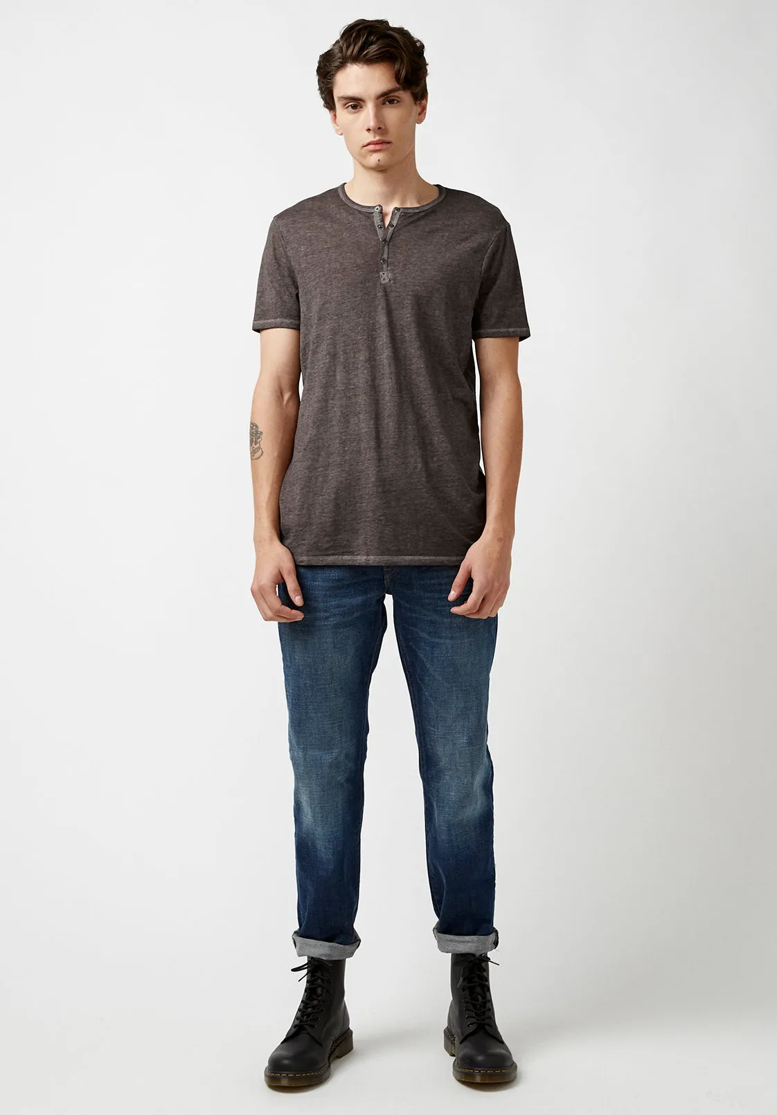Kasum Buttoned Henley Men's T-Shirt in Dark Grey - BM21411 sold by Buffalo David Bitton product image thumbnail 4