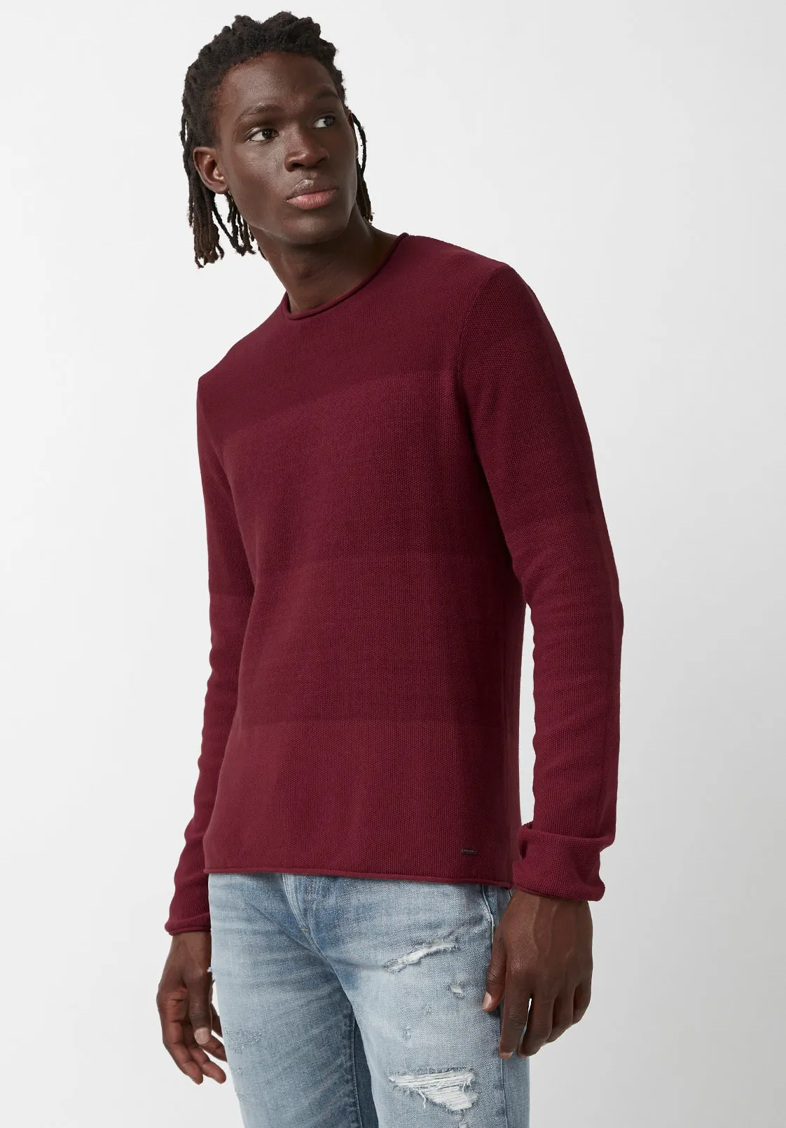 Wakoni Men’s Sweater in Dark Red Combo - BM24015 sold by Buffalo David Bitton product image thumbnail 3