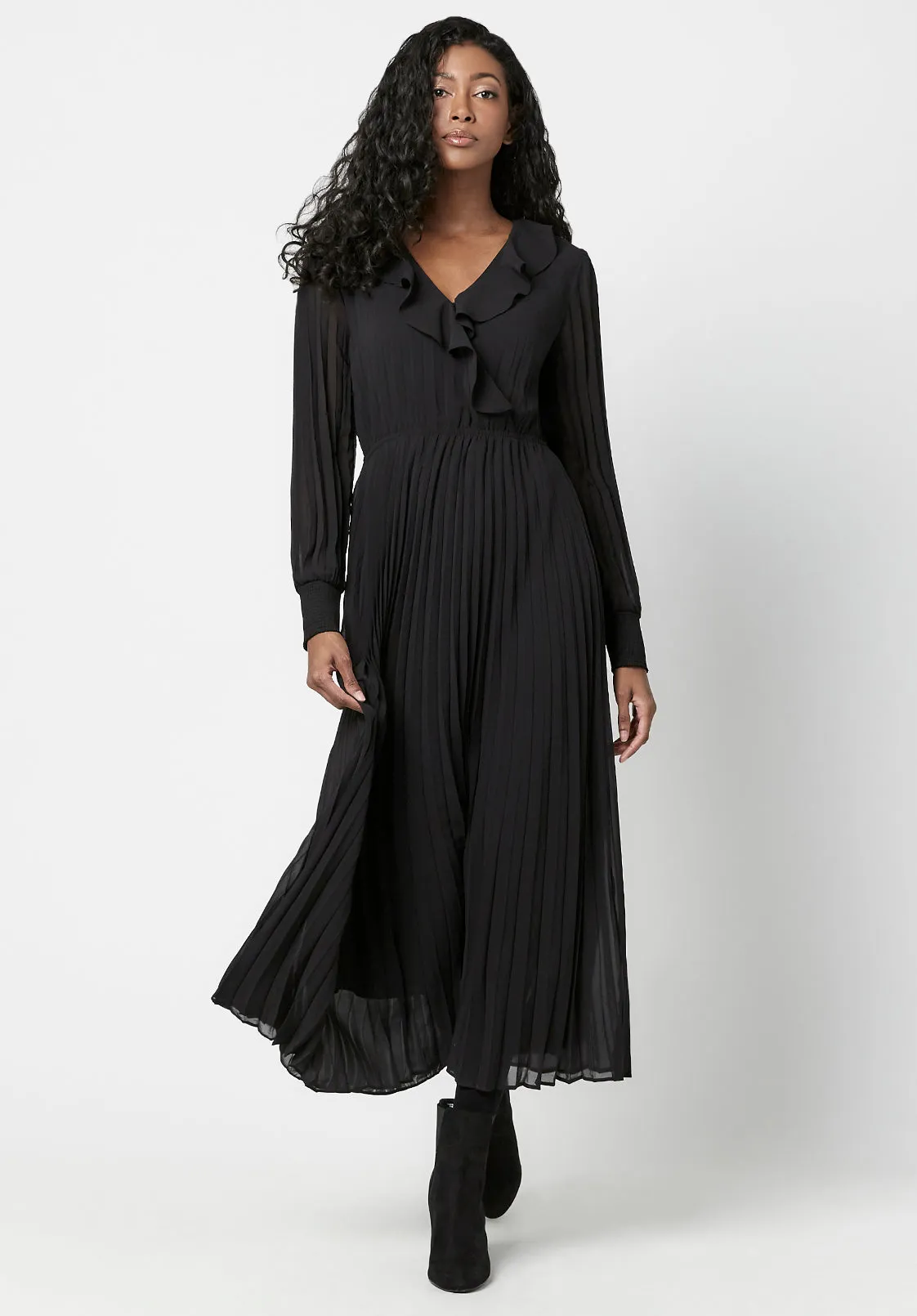 Pleated Tully Midi Dress - WD0560F sold by Buffalo David Bitton product image thumbnail 5