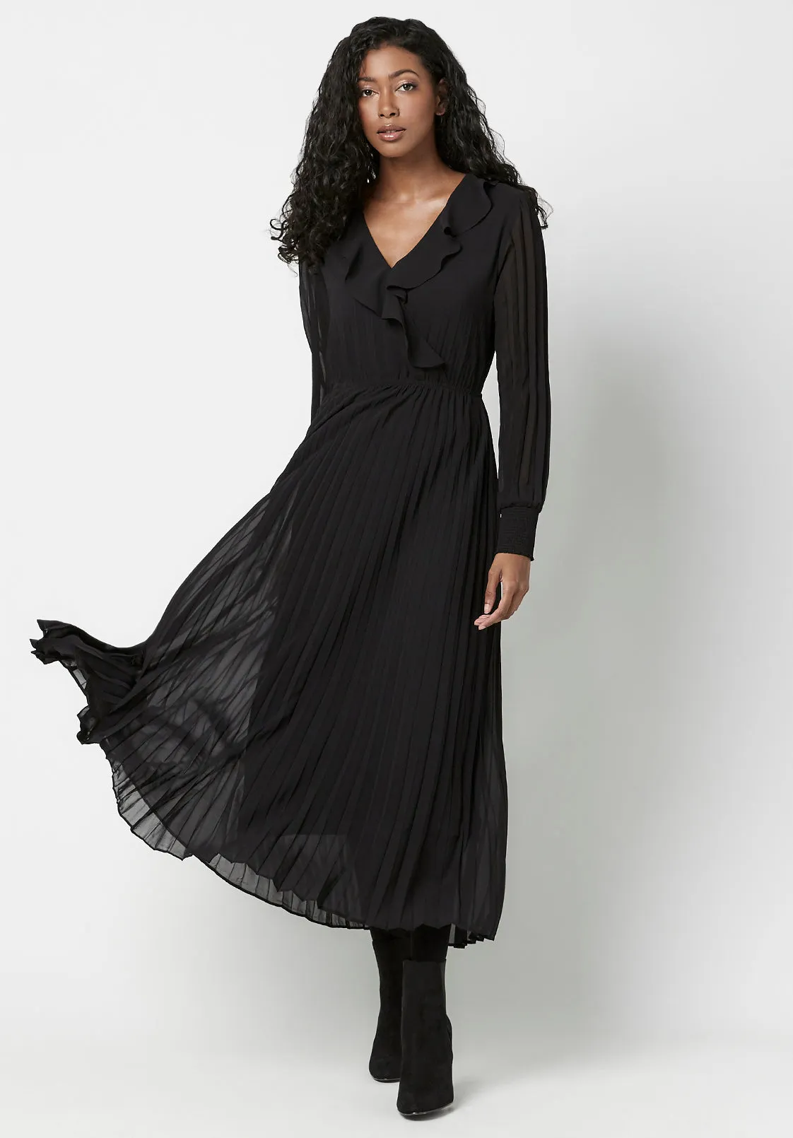 Pleated Tully Midi Dress - WD0560F sold by Buffalo David Bitton product image thumbnail 4