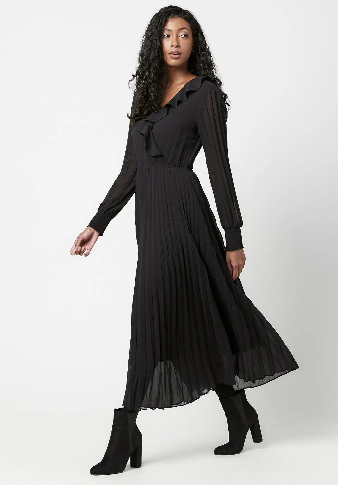 Pleated Tully Midi Dress - WD0560F sold by Buffalo David Bitton product image thumbnail 3