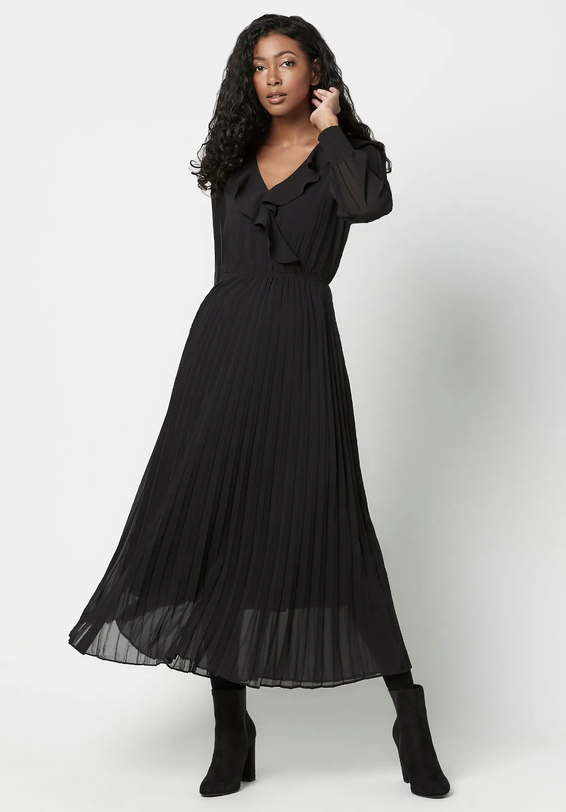 Pleated Tully Midi Dress - WD0560F sold by Buffalo David Bitton