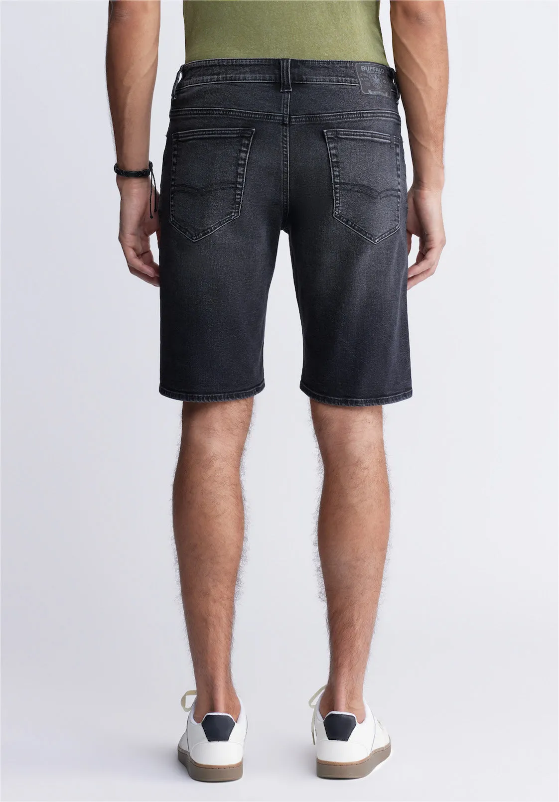 Relaxed Straight Dean Men's Denim Shorts in Crinkled Black - BM22849 sold by Buffalo David Bitton product image thumbnail 3