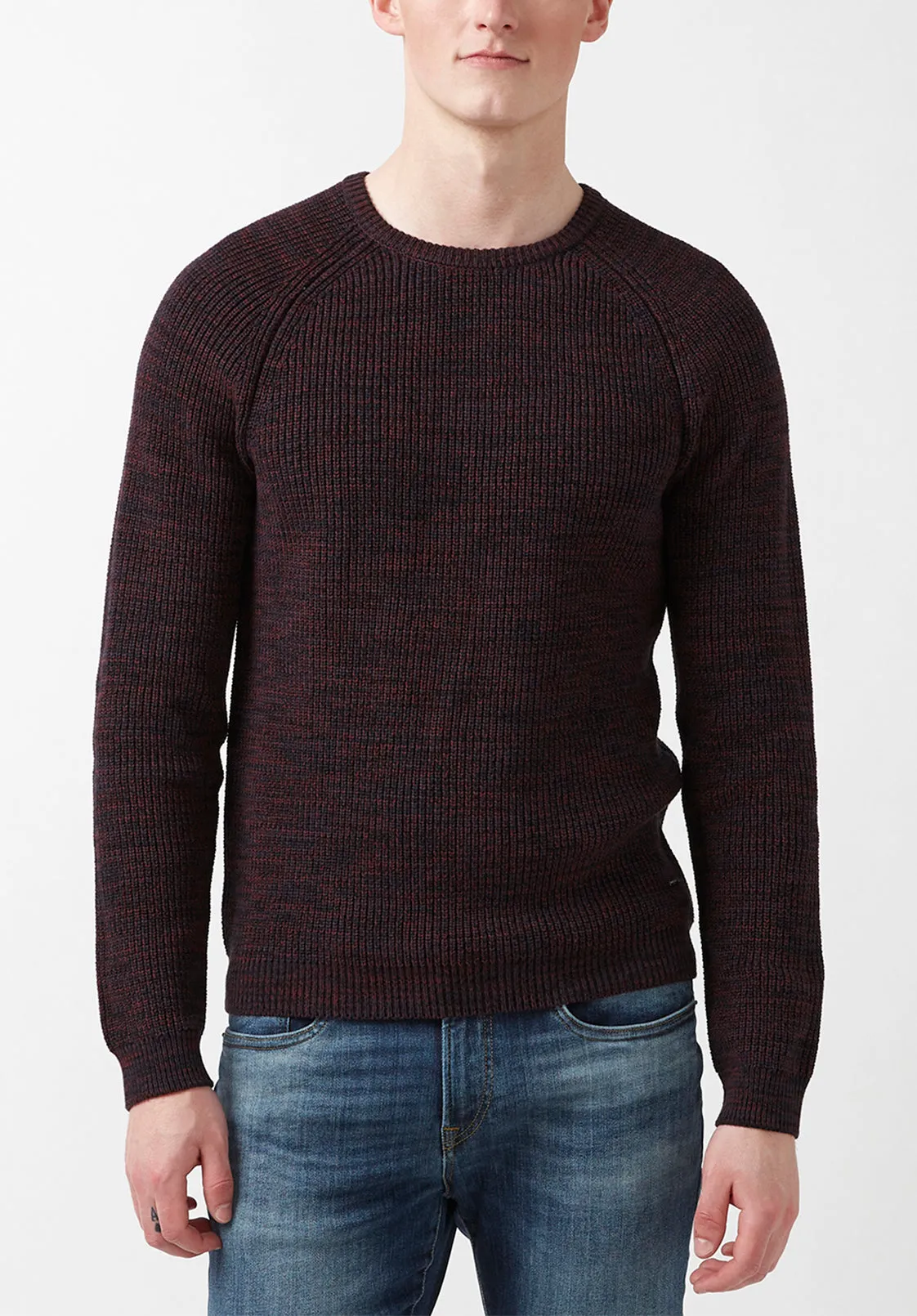 Walin Men’s Sweater in Heather Dark Red - BM24012 sold by Buffalo David Bitton