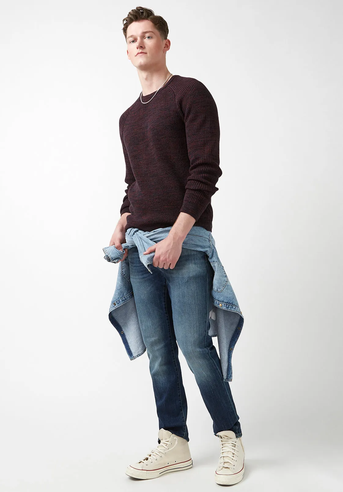 Walin Men’s Sweater in Heather Dark Red - BM24012 sold by Buffalo David Bitton product image thumbnail 4