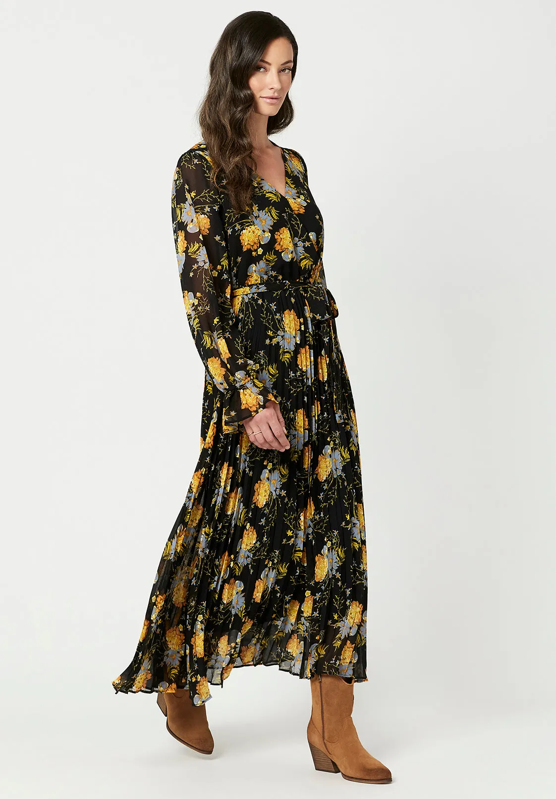 Angelique Women's Bell Sleeve Dress in Black Floral - WD0346F sold by Buffalo David Bitton product image thumbnail 3