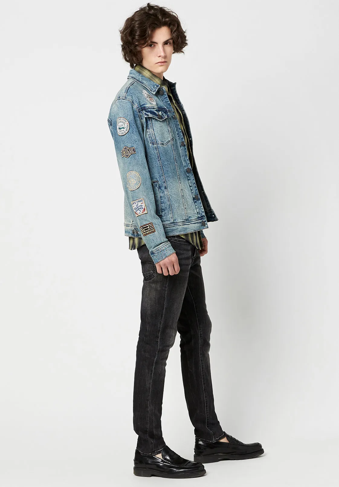 Joe Men's Patched Jean Jacket in Blue Vintage and Worn - BM22143 sold by Buffalo David Bitton product image thumbnail 3