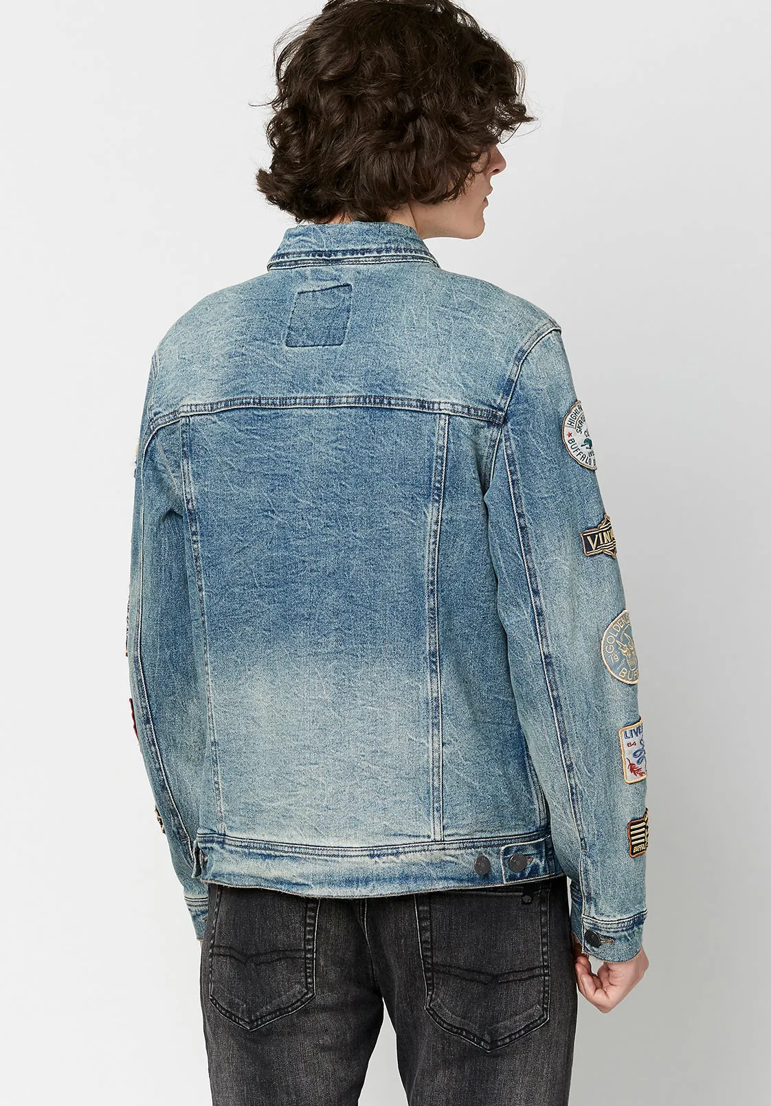 Joe Men's Patched Jean Jacket in Blue Vintage and Worn - BM22143 sold by Buffalo David Bitton product image thumbnail 2