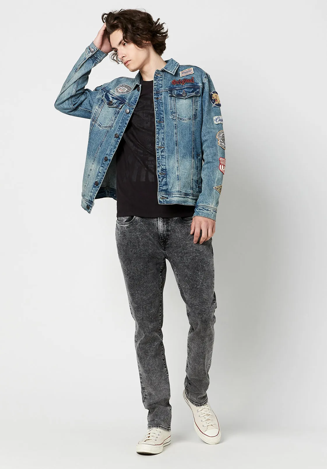 Joe Men's Patched Jean Jacket in Blue Vintage and Worn - BM22143 sold by Buffalo David Bitton product image thumbnail 5