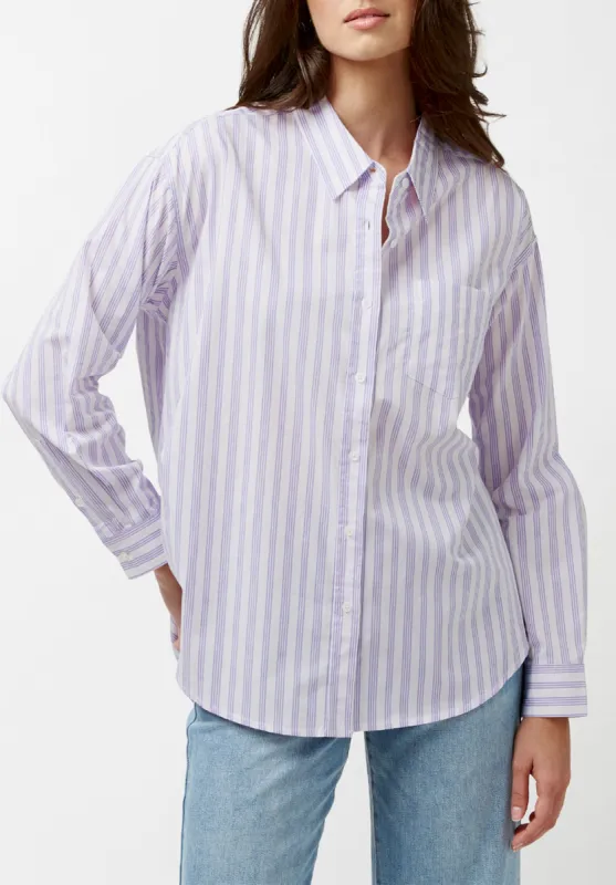 Hayden Women's Oversize Boyfriend Shirt in Striped Light Purple - WT0614P sold by Buffalo David Bitton
