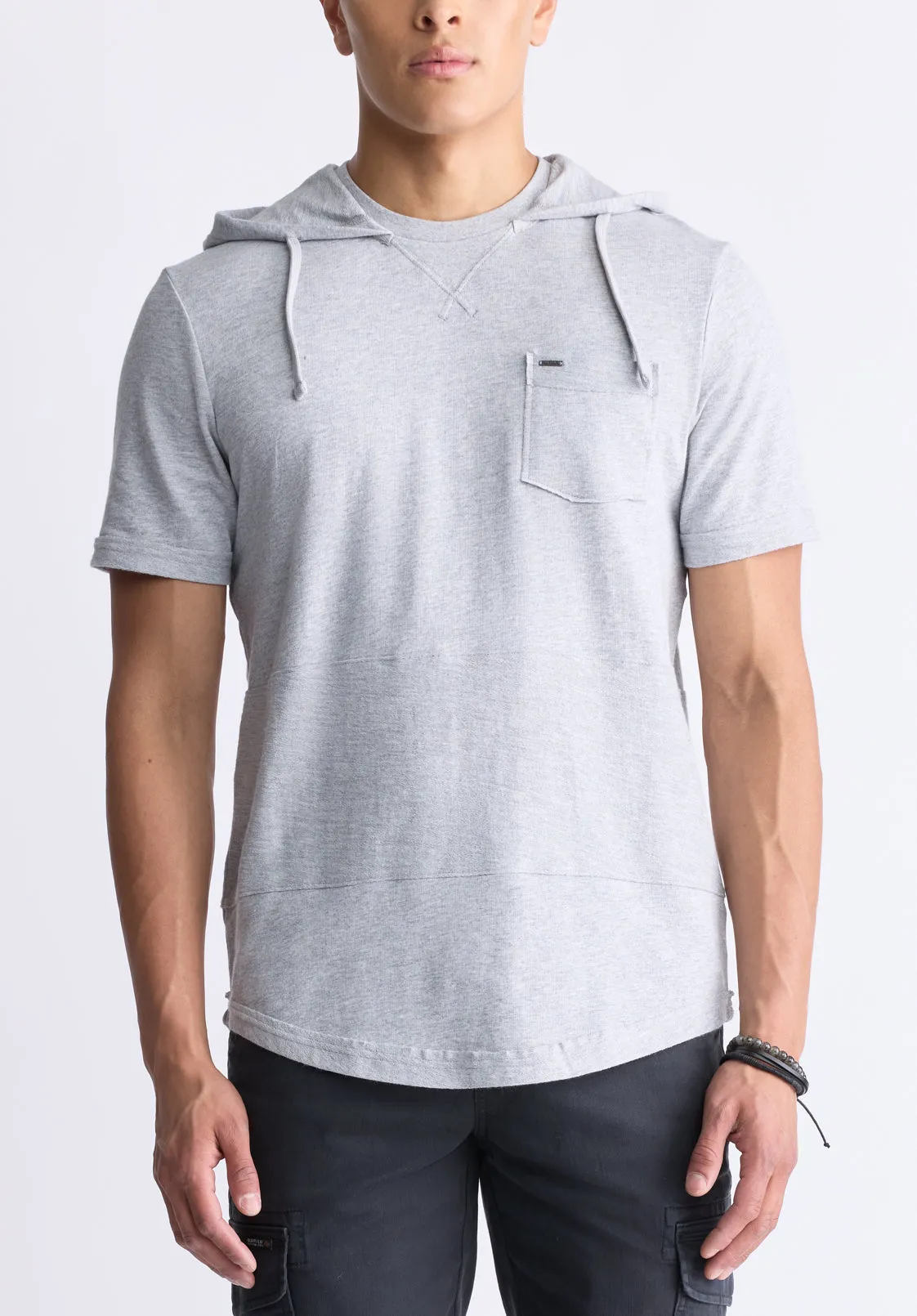 Katoni Men's Short-Sleeve Hooded T-Shirt, Heather Grey - BM24524 sold by Buffalo David Bitton