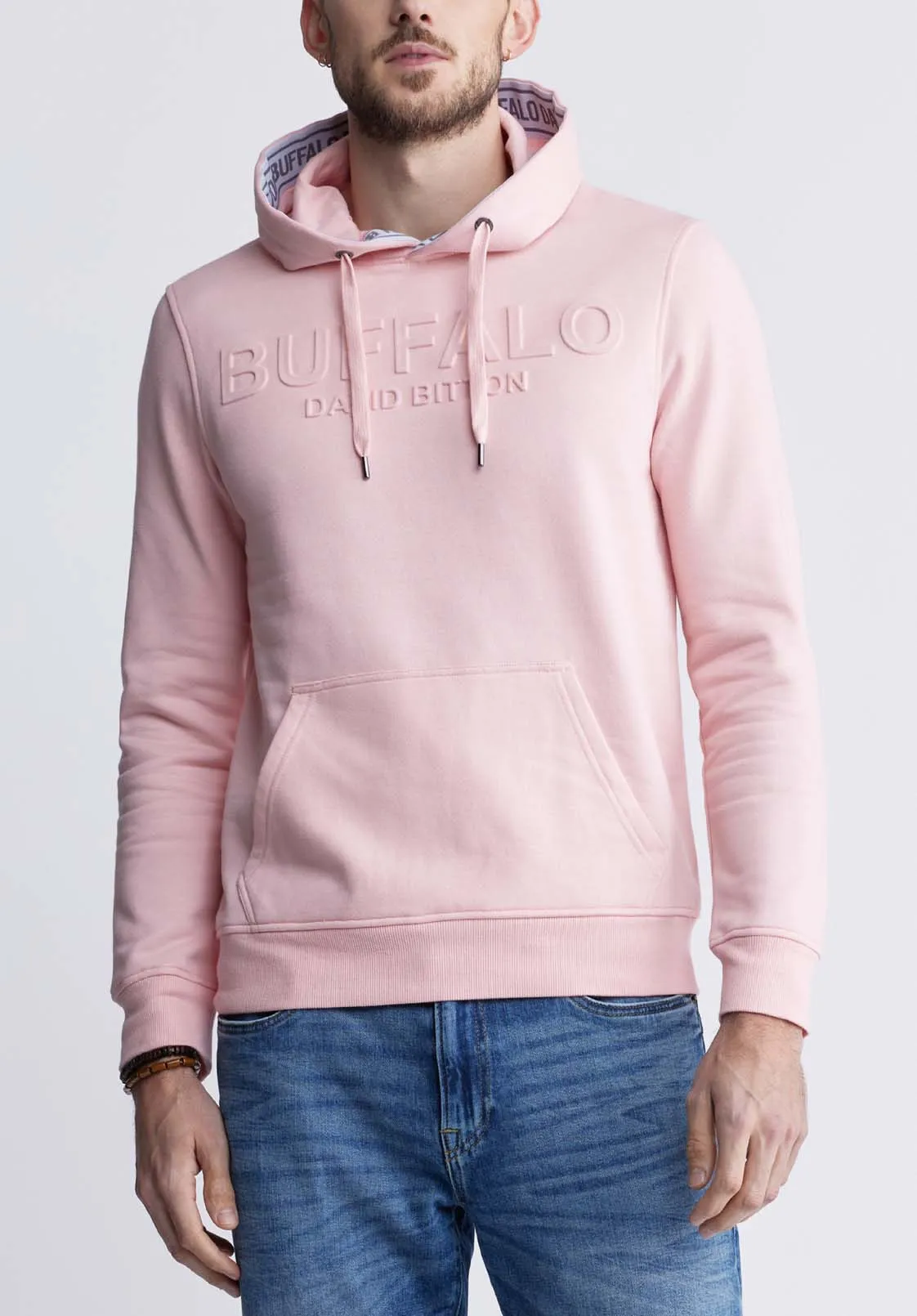 Fadol Men's Fleece Hoodie in Shell Pink - BPM13610V sold by Buffalo David Bitton