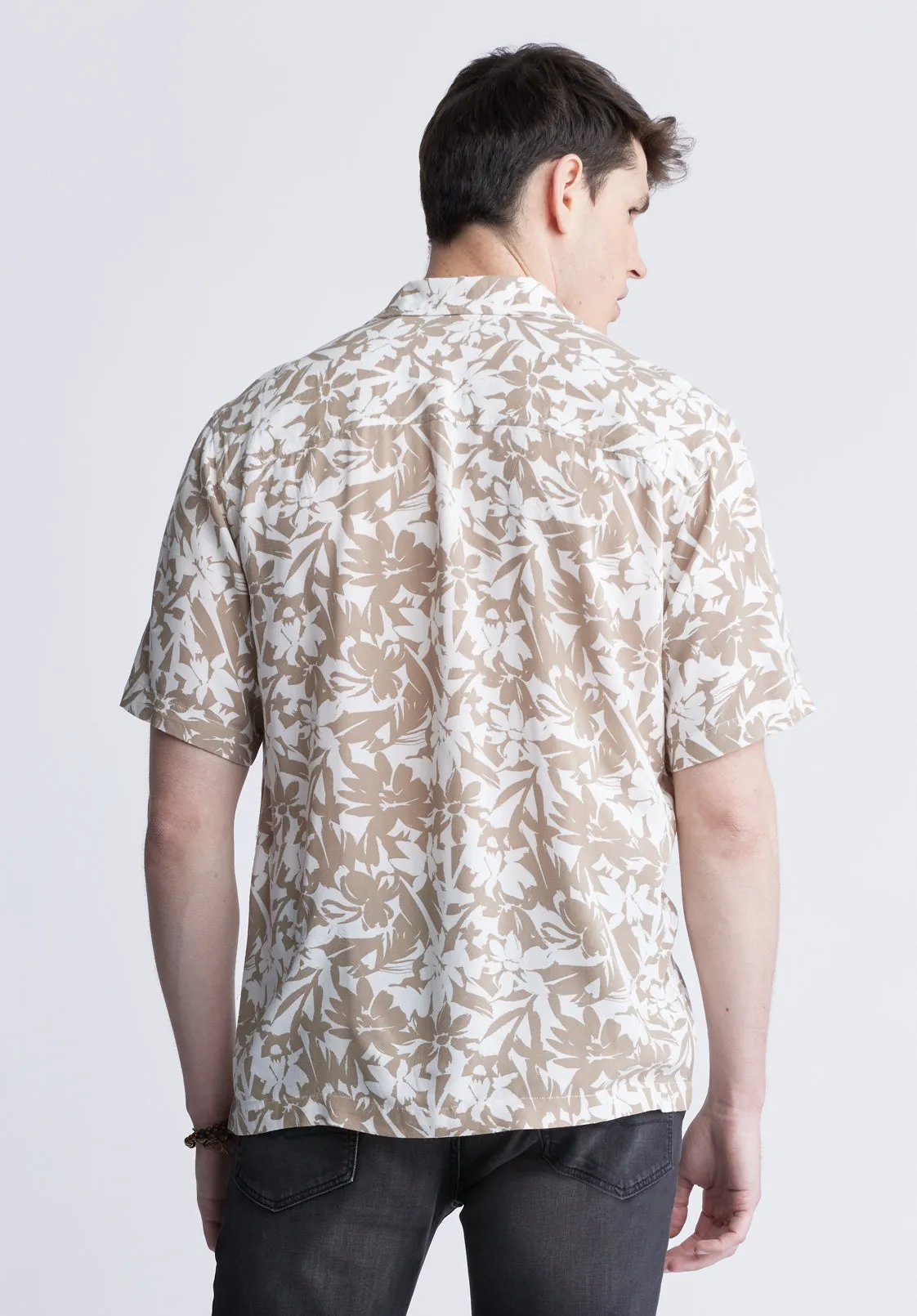 Sandro Men's Short Sleeve Printed Camp Shirt, Tan - BM24364 sold by Buffalo David Bitton product image thumbnail 3