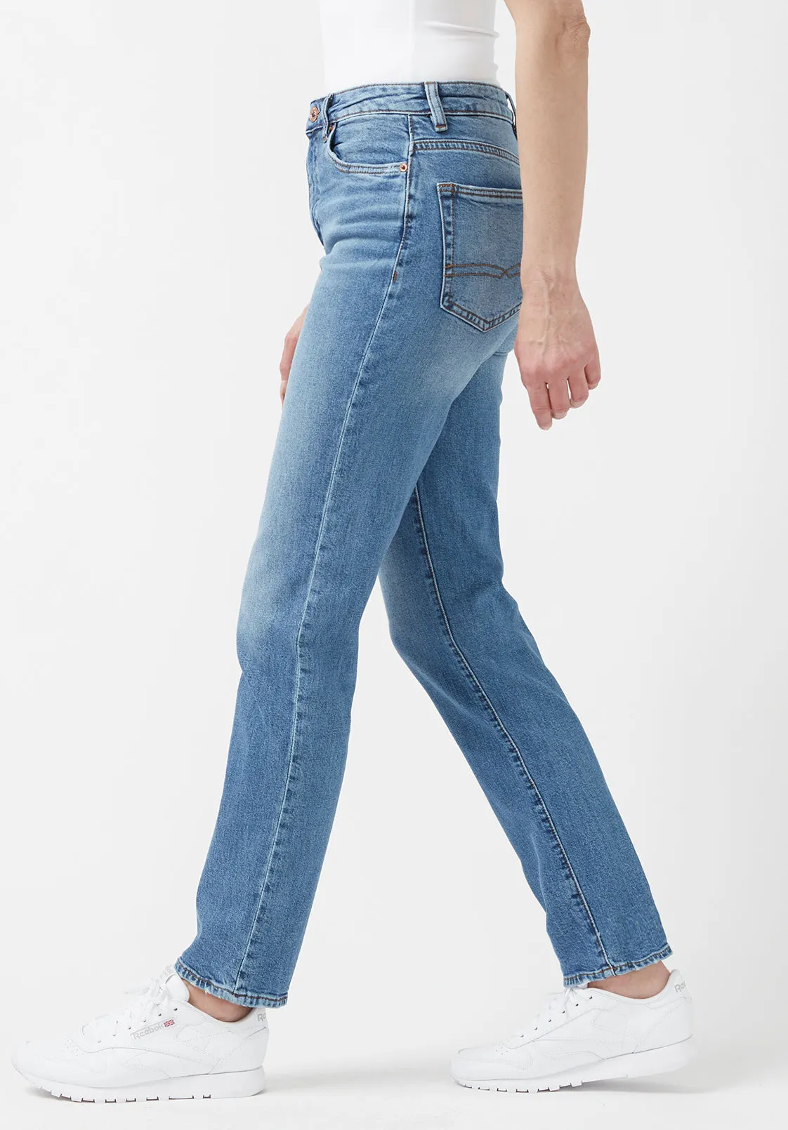 High Rise Straight Jayden Women's Jeans in Veined and Contrasted Blue - BL15844 sold by Buffalo David Bitton product image thumbnail 4