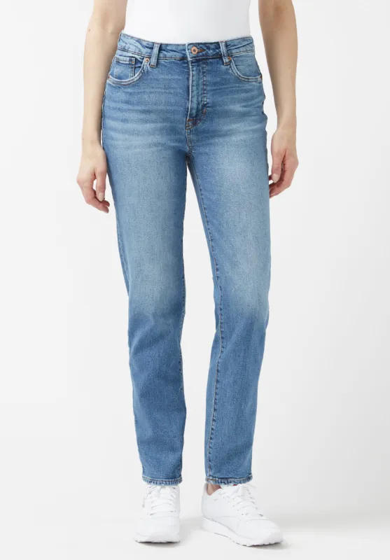 High Rise Straight Jayden Women's Jeans in Veined and Contrasted Blue - BL15844 sold by Buffalo David Bitton