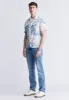 Salaman Men's Short Sleeve Shirt, White with Blue Print - BM24363 sold by Buffalo David Bitton