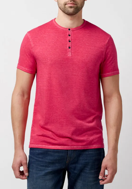Kasum Men's Buttoned Henley T-Shirt in Fushia - BM23835 sold by Buffalo David Bitton