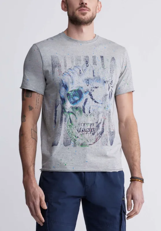 Tulum Men's Short Sleeve Graphic T-shirt, Heather Grey - BM24334 sold by Buffalo David Bitton