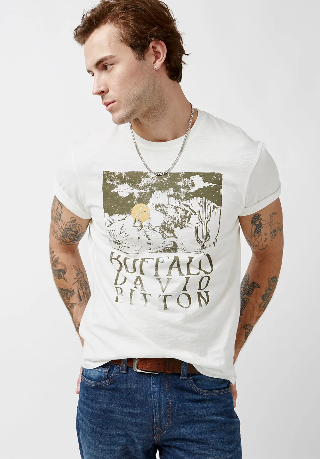 Tides Milk White Short-Sleeve Men’s T-shirt - BM24002 sold by Buffalo David Bitton product image thumbnail 3