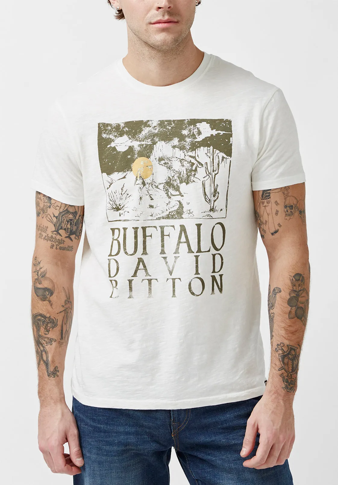 Tides Milk White Short-Sleeve Men’s T-shirt - BM24002 sold by Buffalo David Bitton