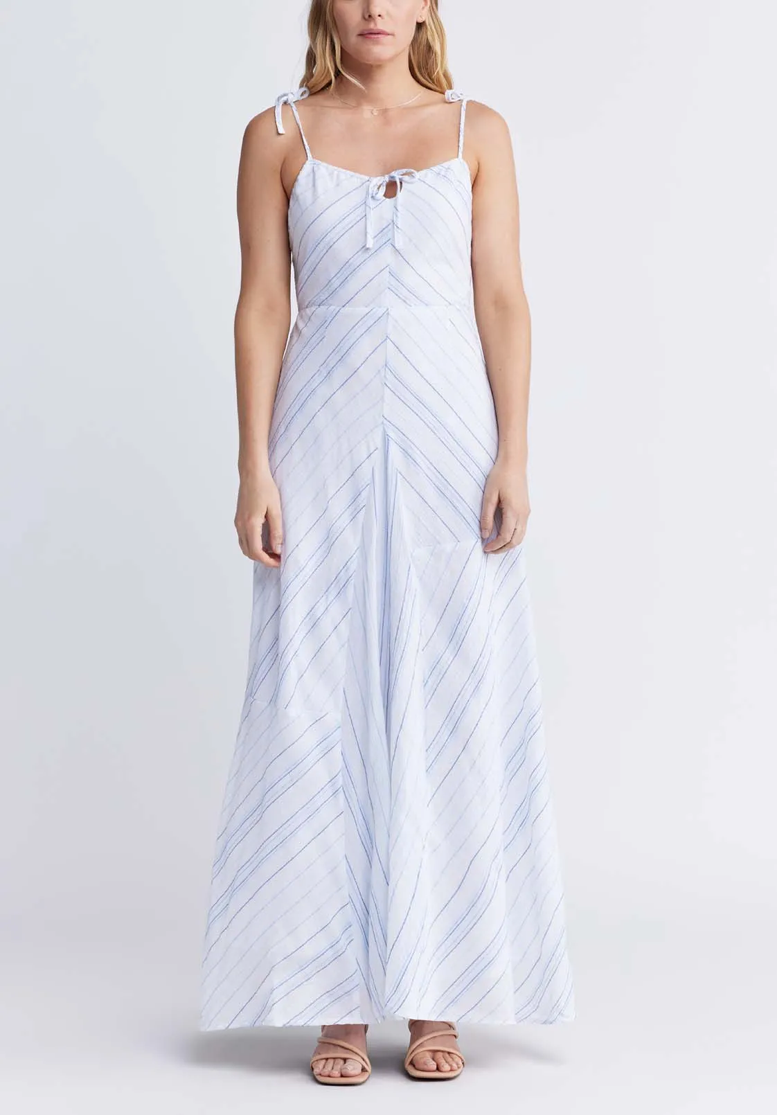 Floriane Women’s Striped Maxi Dress in White & Blue - WD0045P sold by Buffalo David Bitton