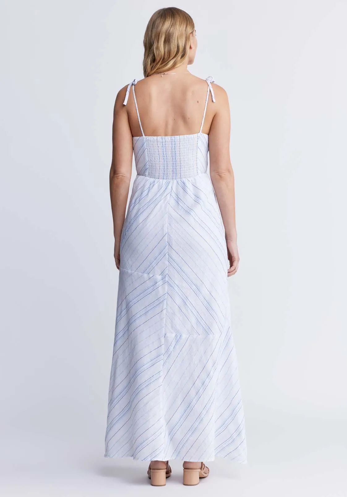 Floriane Women’s Striped Maxi Dress in White & Blue - WD0045P sold by Buffalo David Bitton product image thumbnail 4