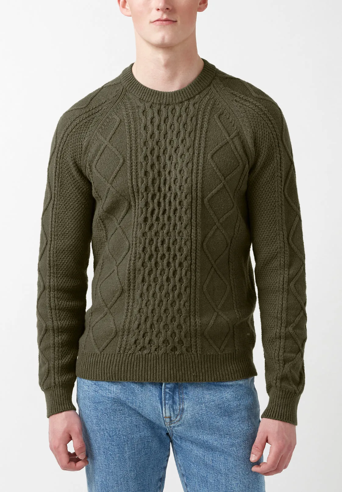 Wiloss Men’s Sweater in Olive Green - BM24153 sold by Buffalo David Bitton