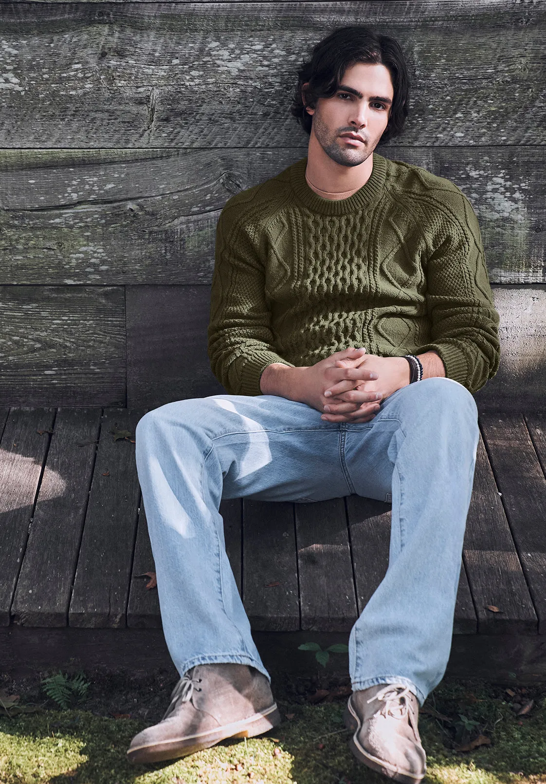 Wiloss Men’s Sweater in Olive Green - BM24153 sold by Buffalo David Bitton product image thumbnail 2