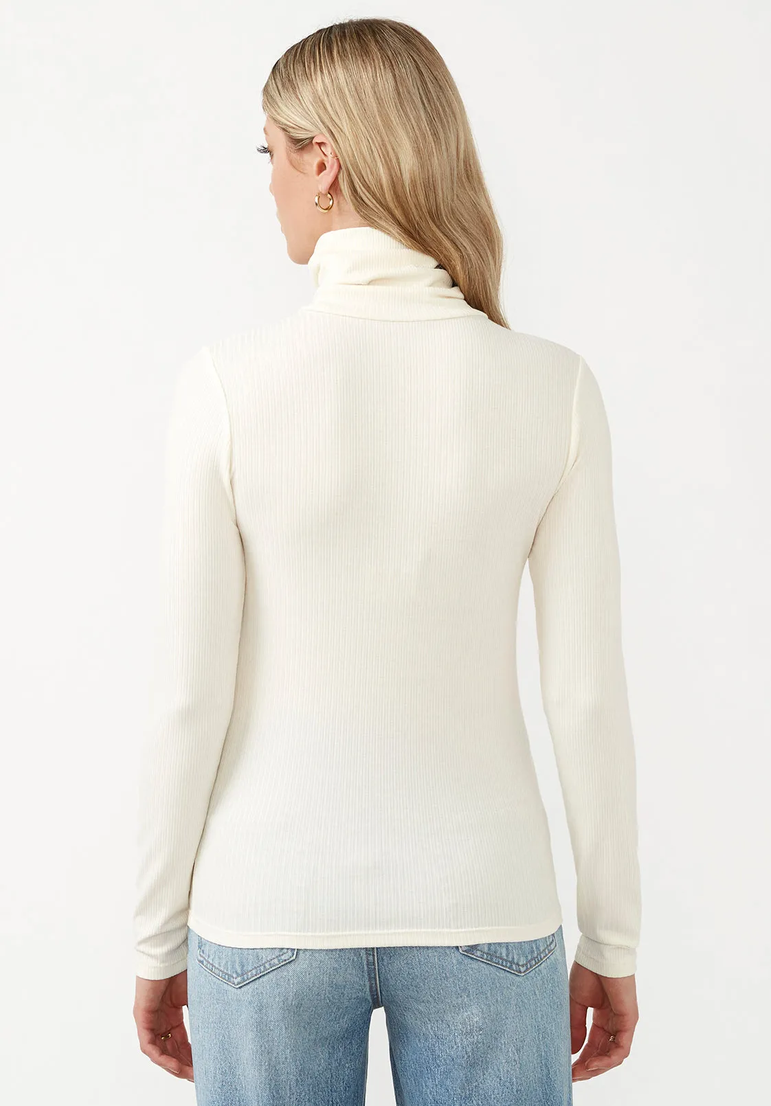 Mavra Women's Ribbed Turtleneck in Egret - KT0052F sold by Buffalo David Bitton product image thumbnail 2