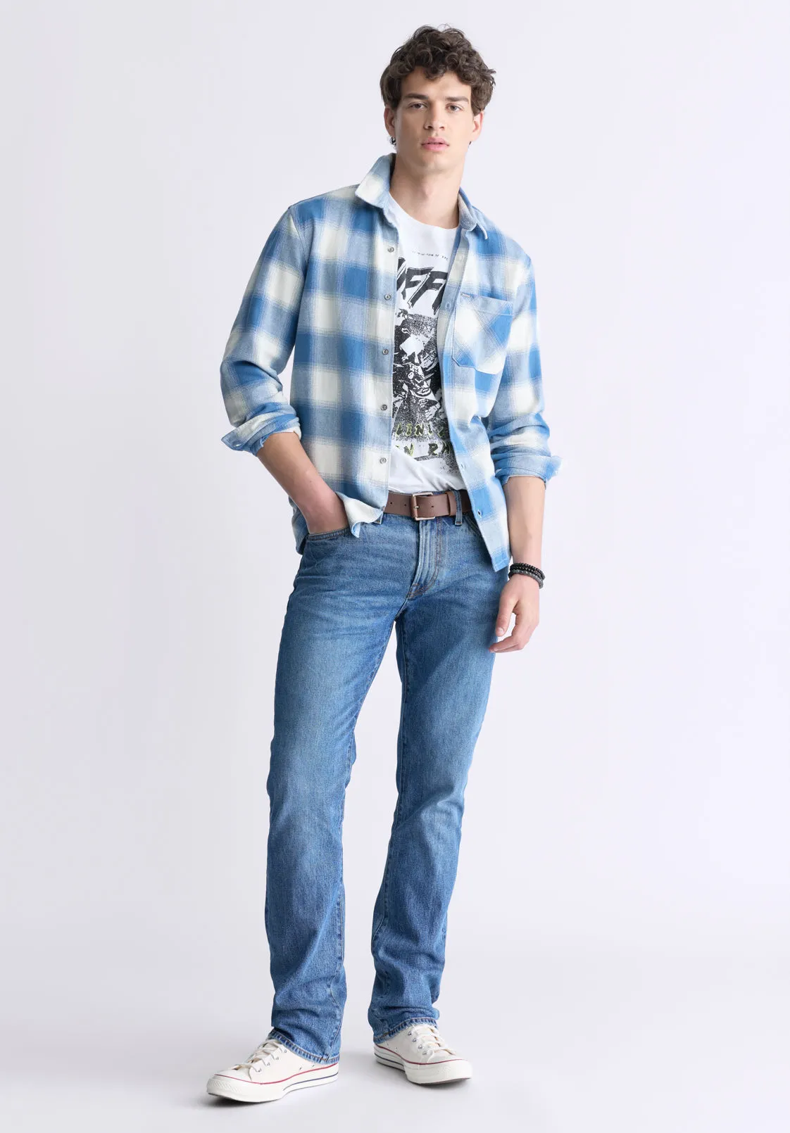 Sinclair Men's Long-Sleeve Plaid Shirt, Blue - BM24428 sold by Buffalo David Bitton product image thumbnail 5
