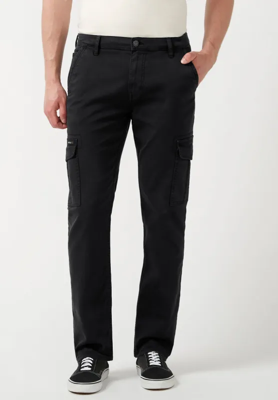 Cargo Joe Men's Straight Leg Pants in Black - BM22929 sold by Buffalo David Bitton