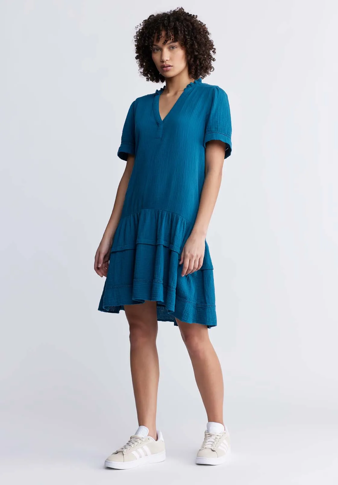 Zinnia Women's Ruffled Dress in Teal Blue - WD0033P sold by Buffalo David Bitton product image thumbnail 3