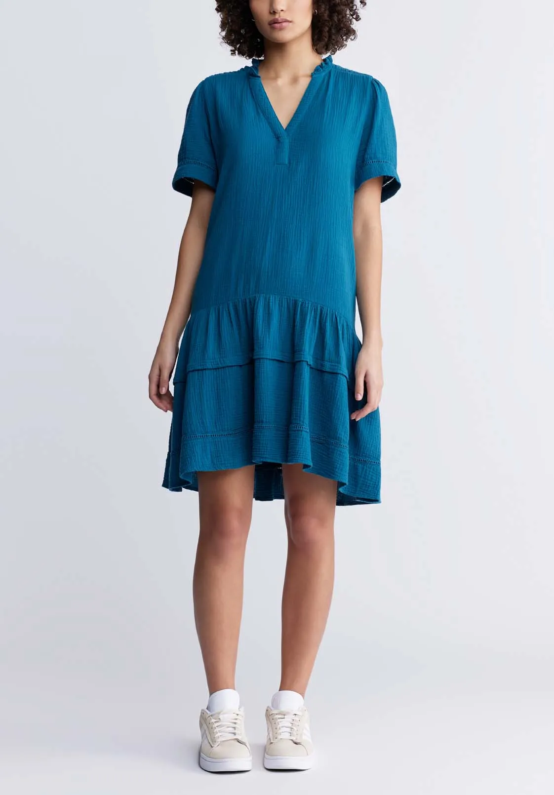 Zinnia Women's Ruffled Dress in Teal Blue - WD0033P sold by Buffalo David Bitton