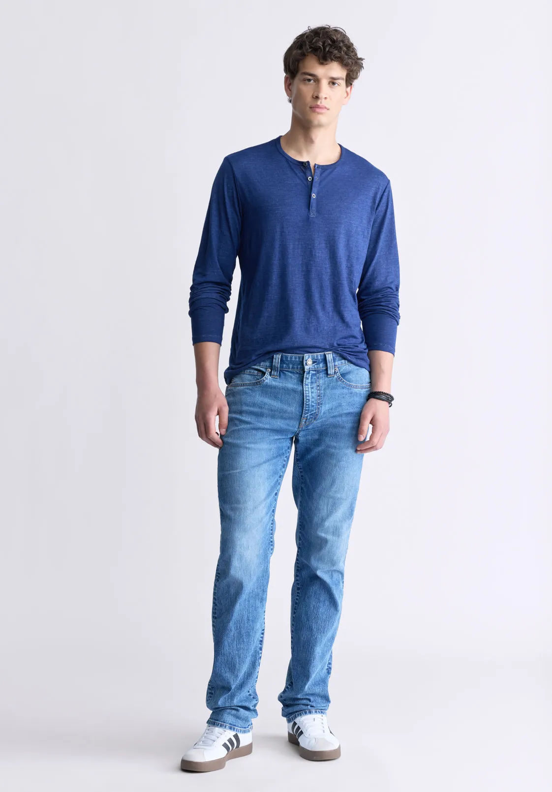 Kaduk Men's Long-Sleeve Burnout Henley Top, Whale - BM24237 sold by Buffalo David Bitton product image thumbnail 5