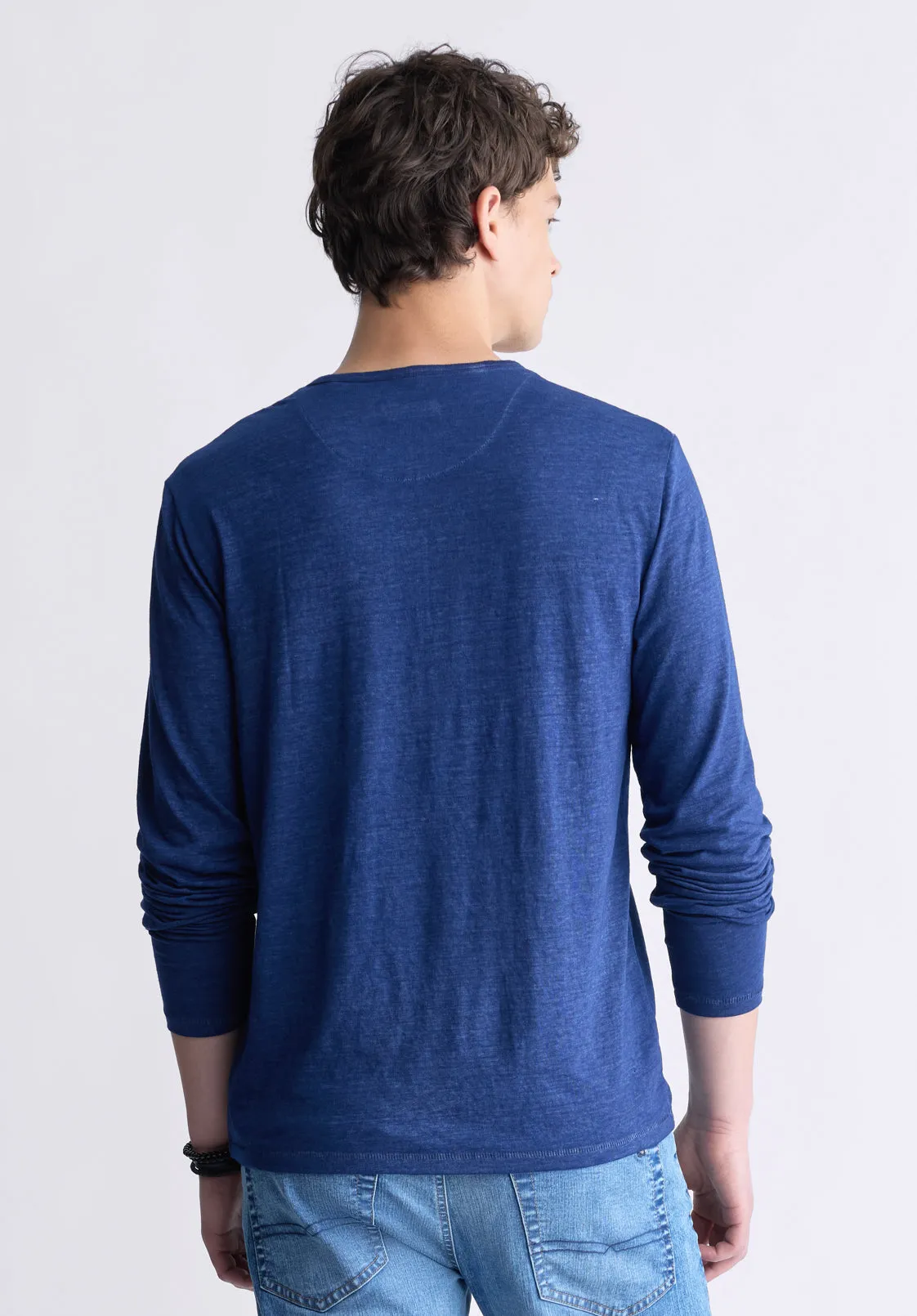 Kaduk Men's Long-Sleeve Burnout Henley Top, Whale - BM24237 sold by Buffalo David Bitton product image thumbnail 4