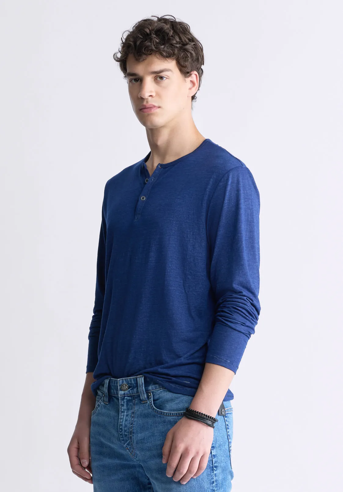 Kaduk Men's Long-Sleeve Burnout Henley Top, Whale - BM24237 sold by Buffalo David Bitton product image thumbnail 3