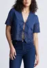 Dolly Women's Short-Sleeve Tie Front Crop Blouse, Navy - WT0104S sold by Buffalo David Bitton