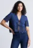 Dolly Women's Short-Sleeve Tie Front Crop Blouse, Navy - WT0104S sold by Buffalo David Bitton