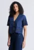 Dolly Women's Short-Sleeve Tie Front Crop Blouse, Navy - WT0104S sold by Buffalo David Bitton