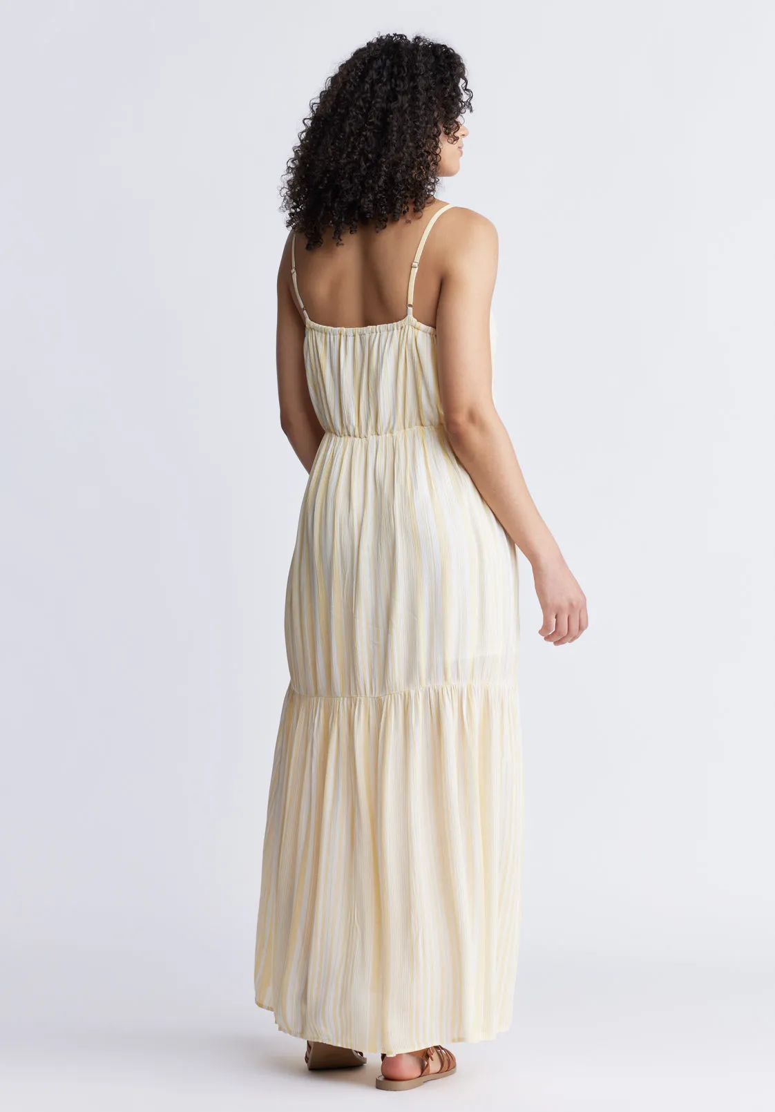 Assisi Women's Maxi Tiered Striped Dress, White and Yellow - WD0048S sold by Buffalo David Bitton product image thumbnail 5