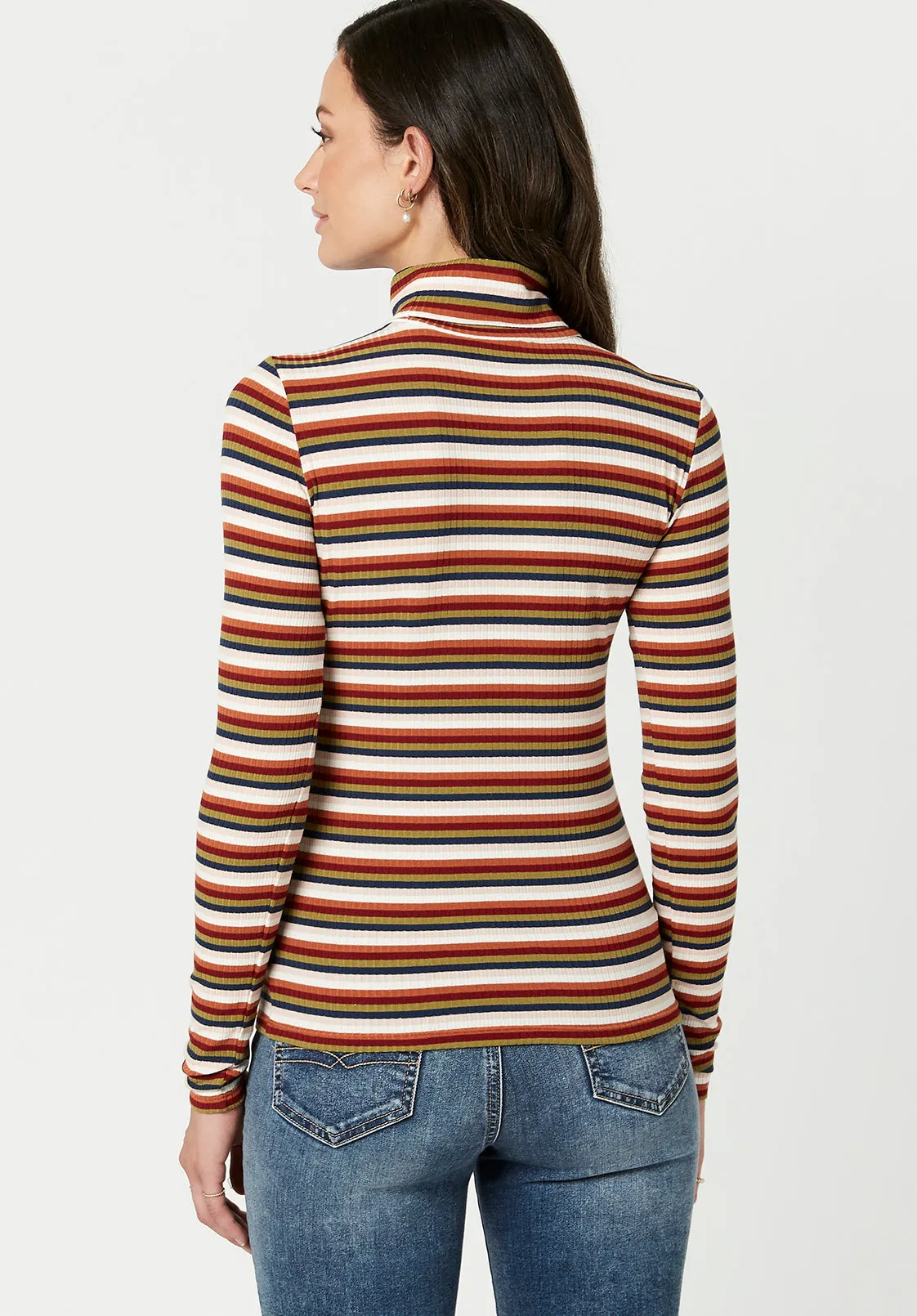 Ribbed Retro Stripe Mavra Turtleneck - KT0563F sold by Buffalo David Bitton product image thumbnail 2