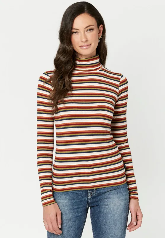 Ribbed Retro Stripe Mavra Turtleneck - KT0563F sold by Buffalo David Bitton