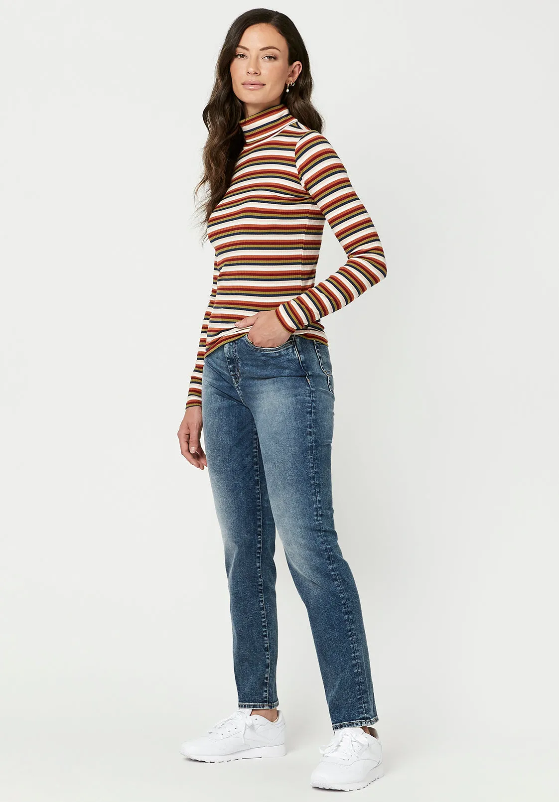 Ribbed Retro Stripe Mavra Turtleneck - KT0563F sold by Buffalo David Bitton product image thumbnail 3