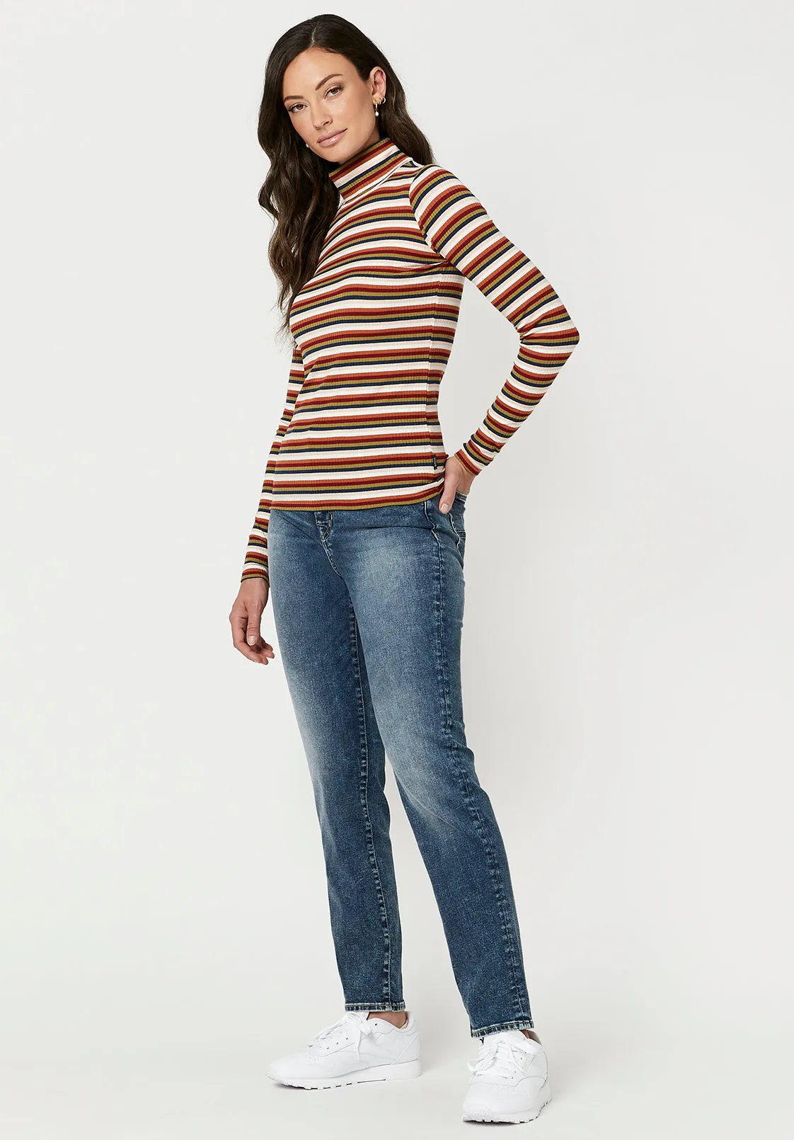 Ribbed Retro Stripe Mavra Turtleneck - KT0563F sold by Buffalo David Bitton product image thumbnail 5